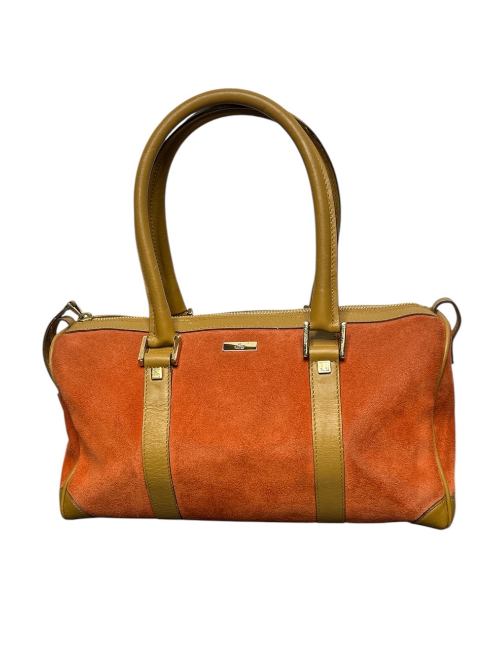 Gucci Orange Suede Leather Boston Satchel Bag Top Handle Purse Made in Italy